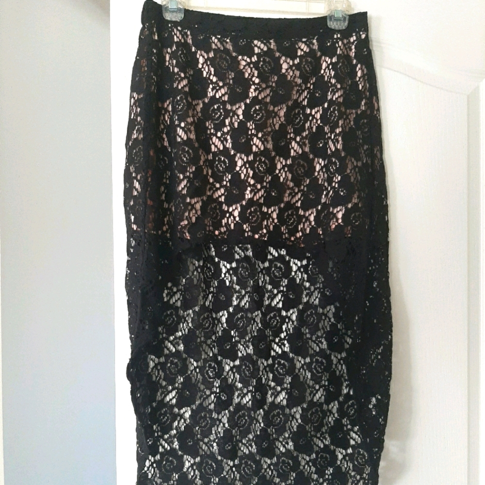 Volcom Hi-lo Black lace skirt